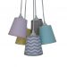 Lustre Pendente Cacho Chevron Cinza, Amarelo, Verde e Rosa