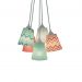 Lustre Pendente Cacho Chevron Verde e Coral