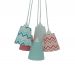 Lustre Pendente Cacho Chevron Verde e Coral