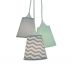 Lustre Pendente Cacho Chevron e Piquet Verde Água