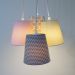 Lustre Pendente Cacho Colmeia e Mini Chevron Rosa, Cinza e Amarelo