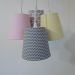 Lustre Pendente Cacho Colmeia e Mini Chevron Rosa, Cinza e Amarelo
