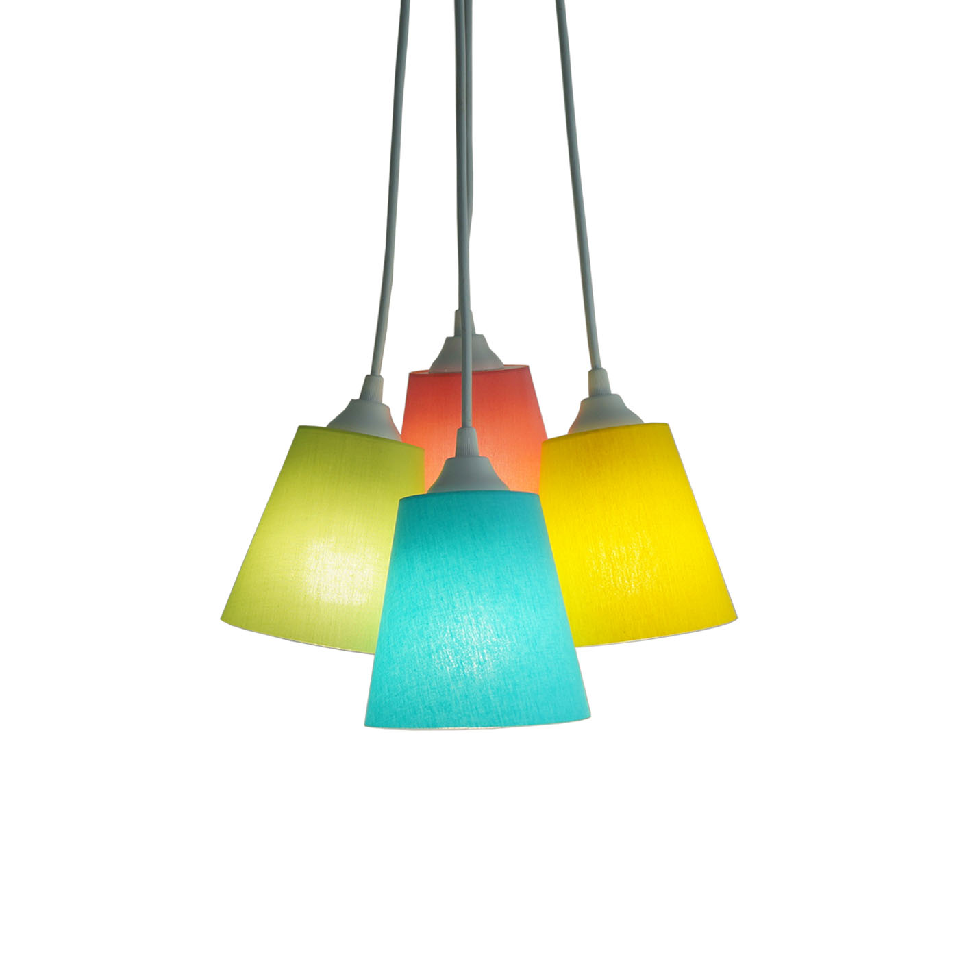 Lustre Pendente Cacho Colorido 4 Cúpulas