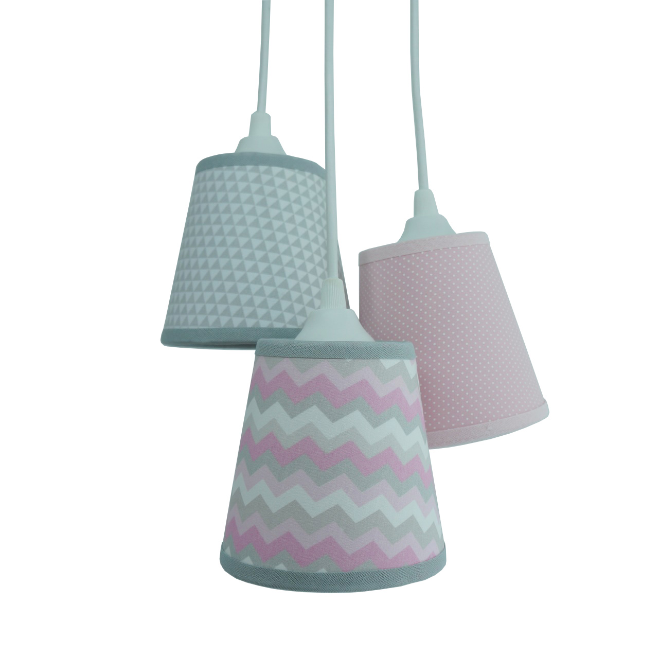 Lustre Pendente Cacho Menina Cor de Rosa Chevron