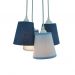 Lustre Pendente Cacho Menino 4 Cúpulas Jeans e Azul Bebê