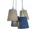 Lustre Pendente Cacho Menino 4 Cúpulas Jeans e Bege