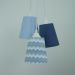 Lustre Pendente Cacho Menino Azul Chevron e Jeans