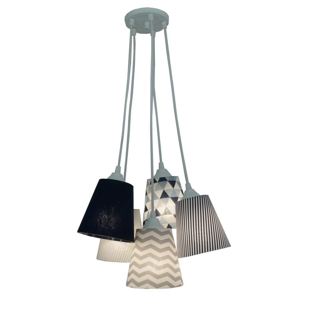 Lustre Pendente Cacho Menino Tons de Azul e Cinza