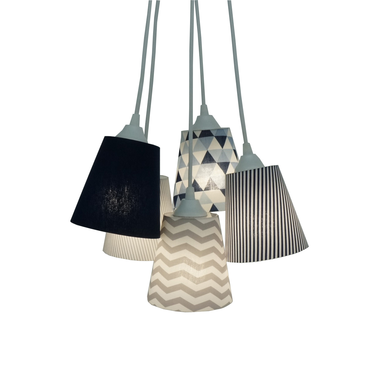 Lustre Pendente Cacho Menino Tons de Azul e Cinza