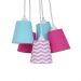 Lustre Pendente Cacho Mix Chevron Rosa, Pink e Azul