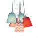 Lustre Pendente Cacho Mix Chevron Rosa, Pink e Azul