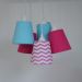 Lustre Pendente Cacho Mix Chevron Rosa, Pink e Azul