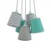 Lustre Pendente Cacho Mix Cinza Chevron e Verde Água