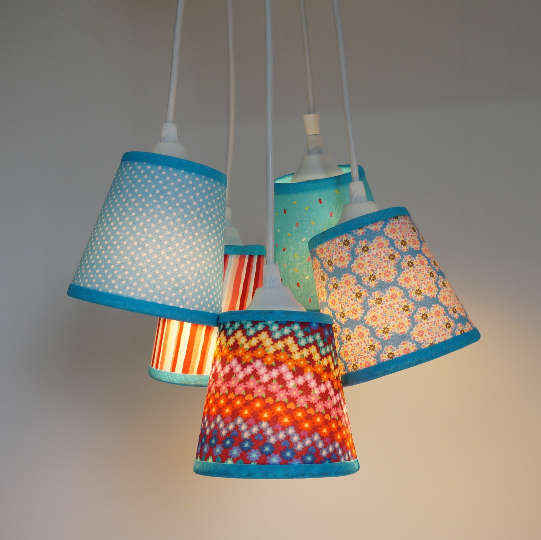 Lustre Pendente Cacho Mix Estampa Turquesa