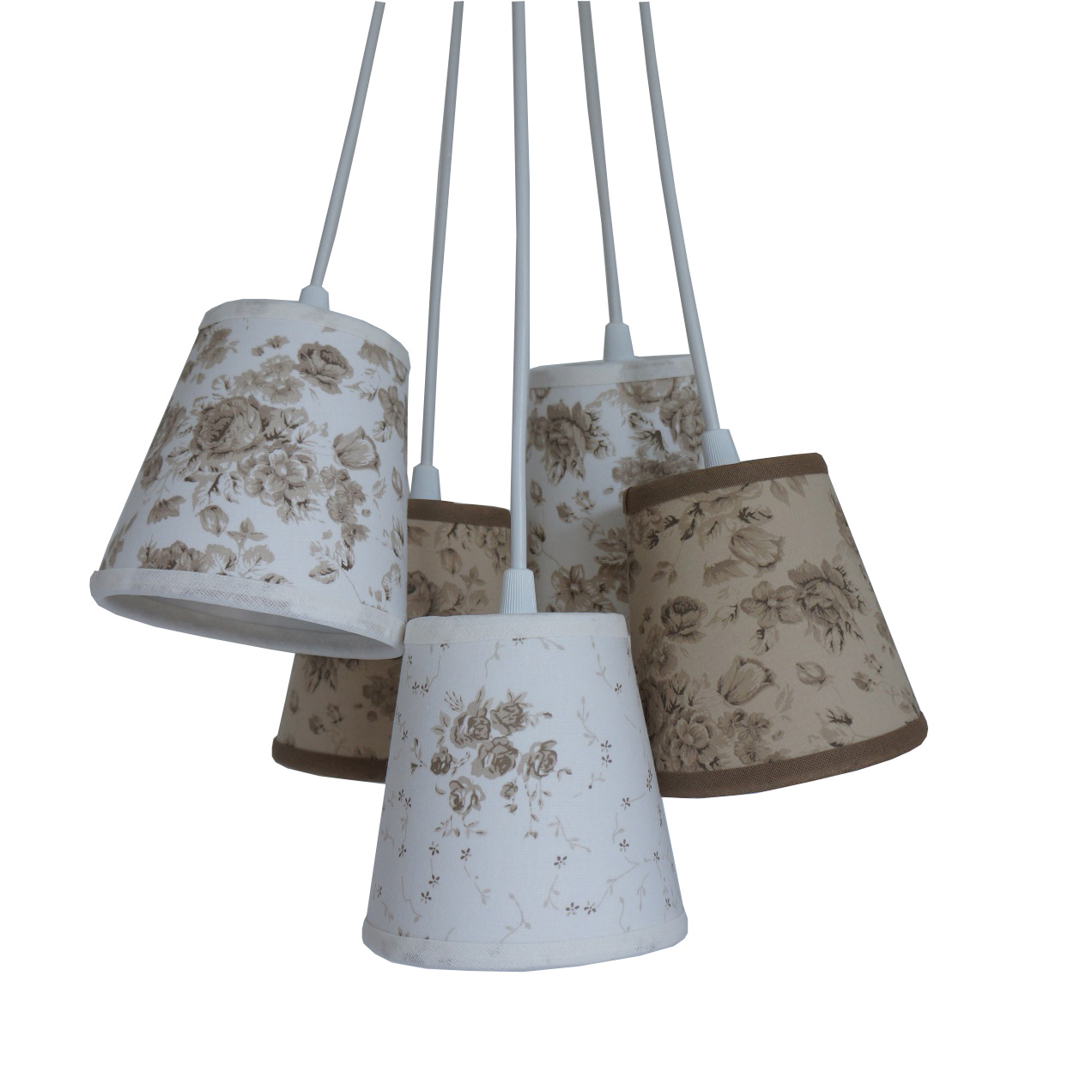 Lustre Pendente Cacho Mix Floral Bege e Marrom