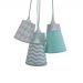 Lustre Pendente Cacho Mix Rosa, Cinza e Verde Água