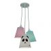 Lustre Pendente Cacho Panda Verde Água e Rosa