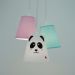 Lustre Pendente Cacho Panda Verde Água e Rosa