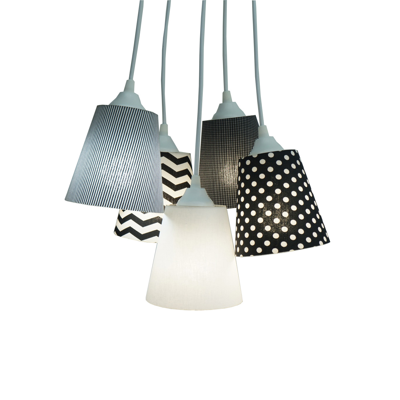 Lustre Pendente Cacho Preto e Branco