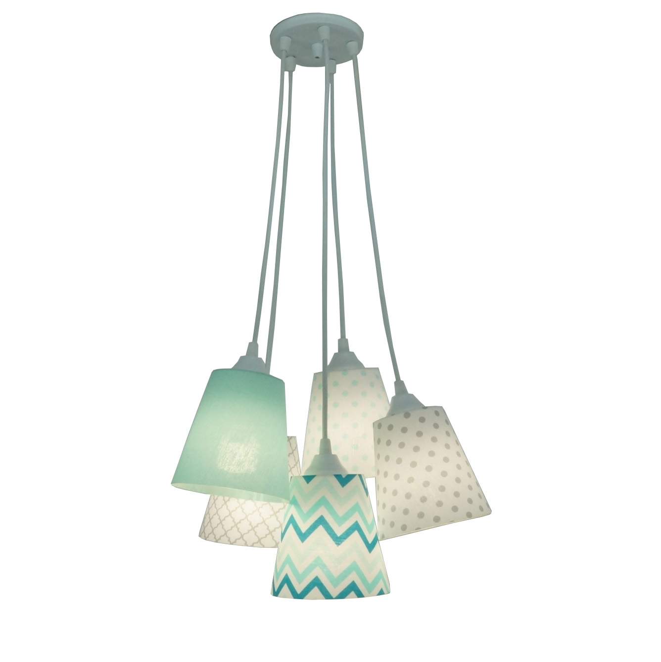 Lustre Pendente Cacho Quarto Bebê Chevron Tons de Verde