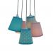 Lustre Pendente Cacho Tecidos Rosa e Azul Turquesa