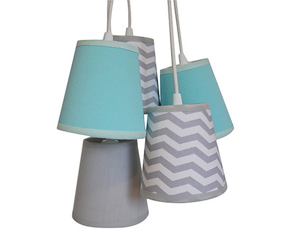 Lustre Pendente Cacho Tiffany e Chevron Cinza