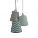 Lustre Pendente Cacho Triplo Chevron Cinza e Rosa