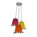 Lustre Pendente Cacho Triplo Pompons Coloridos