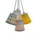 Lustre Pendente Cacho Zig Zag 4 Cúpulas Amarelo, Cinza e Branco