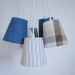 Lustre Pendente Cacho em Tecido Azul Jeans e Bege