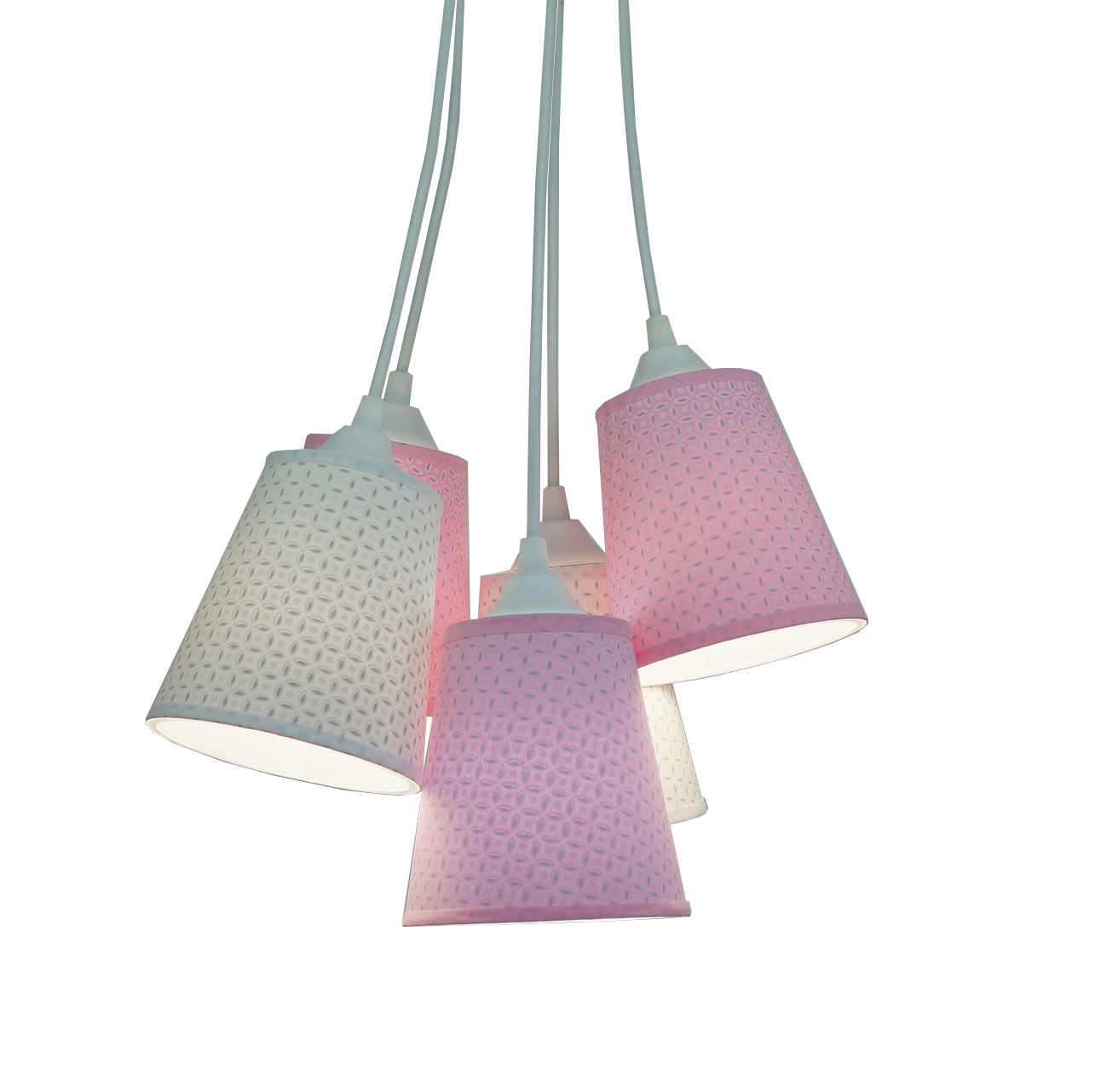 Lustre Pendente Candy Arabescos Rosa e Branco