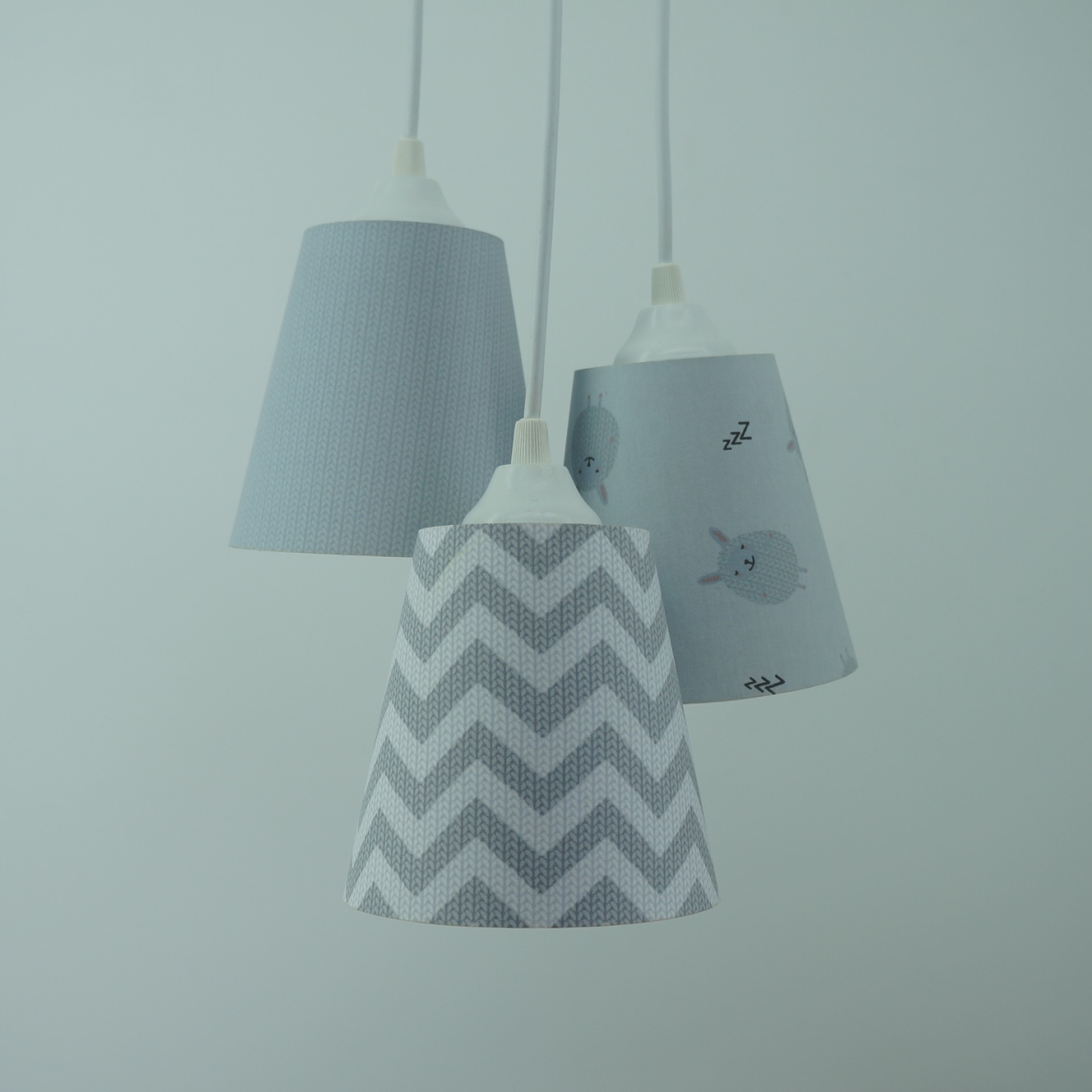 Lustre Pendente Carneirinhos Cinza e Branco