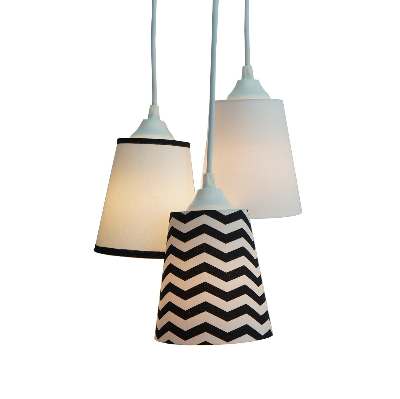 Lustre Pendente Chevron Branco e Preto