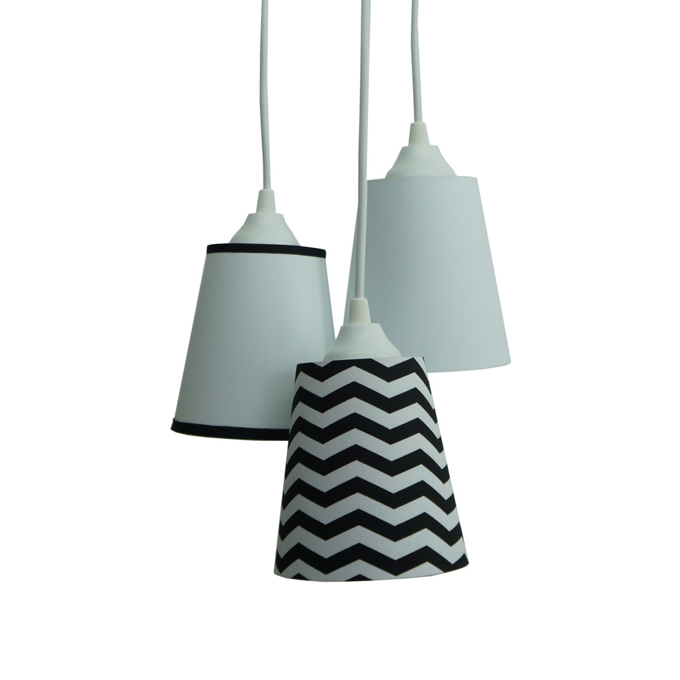 Lustre Pendente Chevron Branco e Preto
