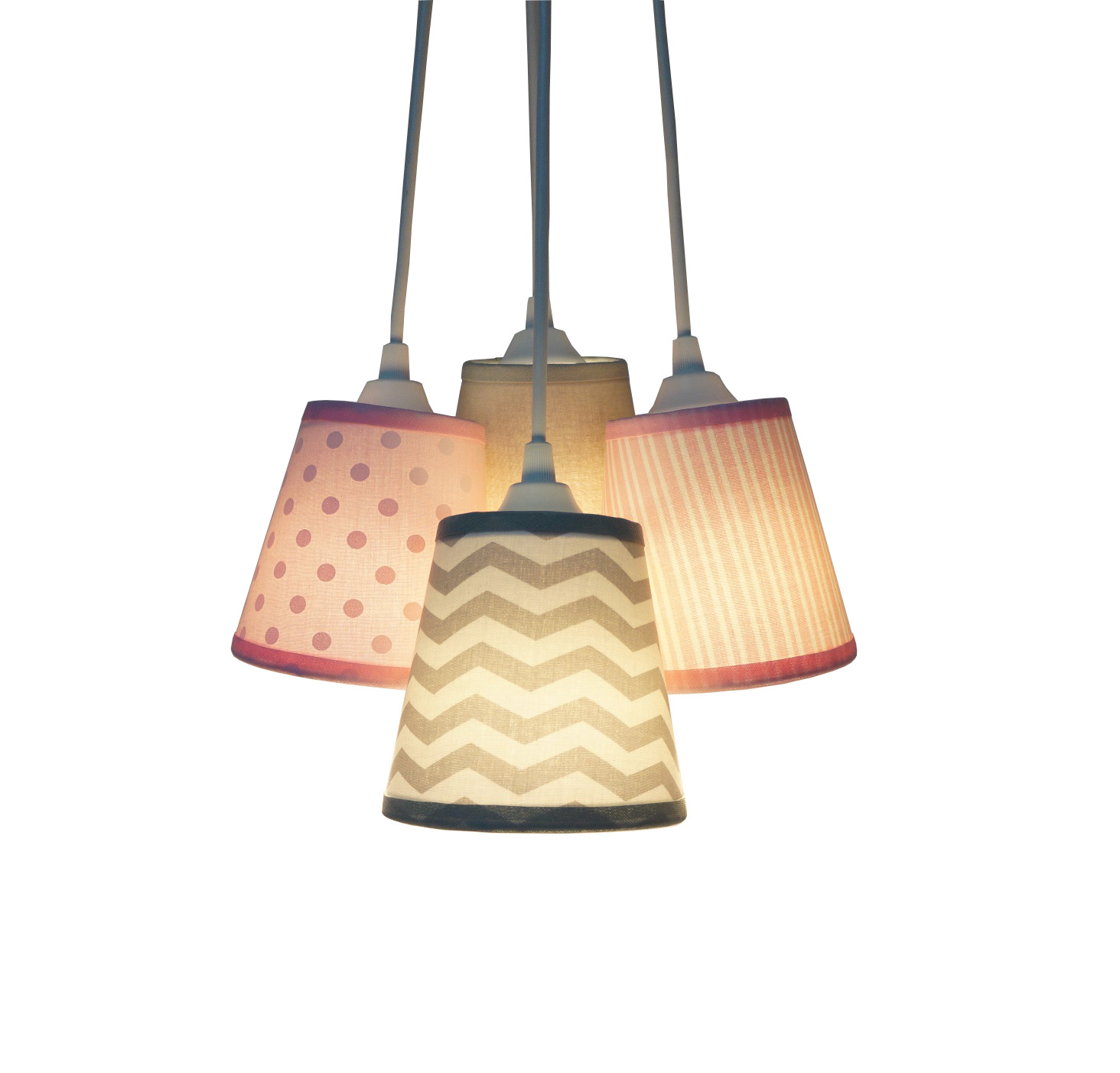 Lustre Pendente Chevron Cacho Menina Tons de Rosa e Cinza