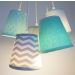 Lustre Pendente Chevron Cinza e Verde Água