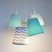 Lustre Pendente Chevron Cinza e Verde Água