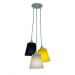 Lustre Pendente Infantil 3 Cúpulas Cinza, Azul Marinho e Amarelo