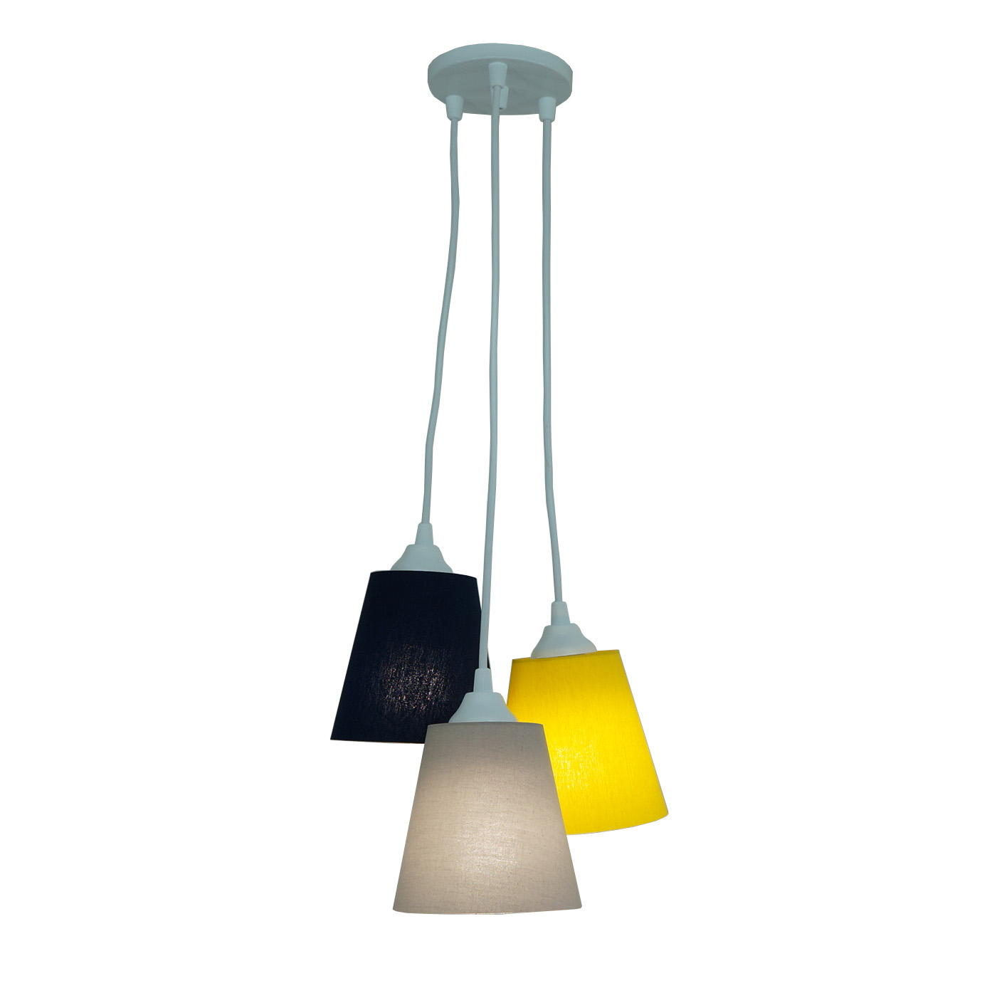 Lustre Pendente Infantil Cinza, Azul Marinho e Amarelo