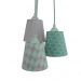 Lustre Pendente Infantil Colmeia e Triângulos Verde e Rosa