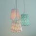 Lustre Pendente Infantil Colmeia e Triângulos Verde e Rosa