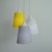 Lustre Pendente Infantil Geométrico Amarelo e Cinza