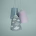 Lustre Pendente Infantil Nuvens Cinza e Rosa