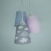 Lustre Pendente Infantil Nuvens Cinza e Rosa