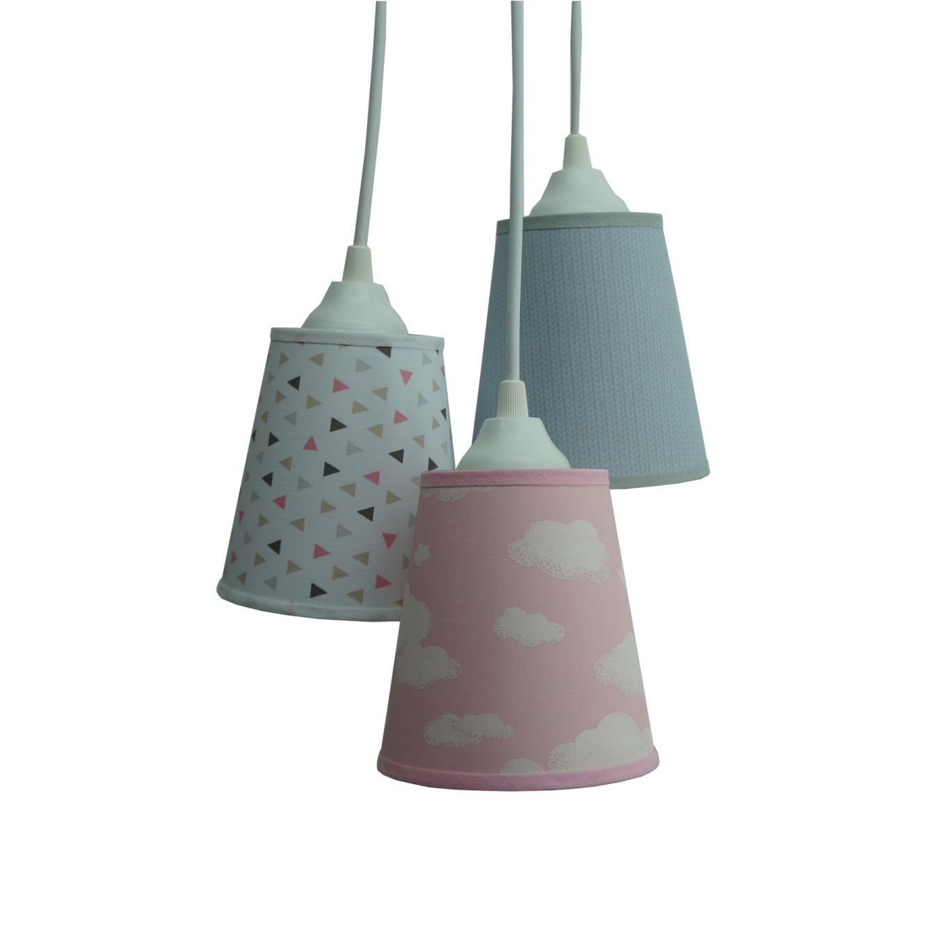 Lustre Pendente Infantil Nuvens Tons De Rosa E Cinza