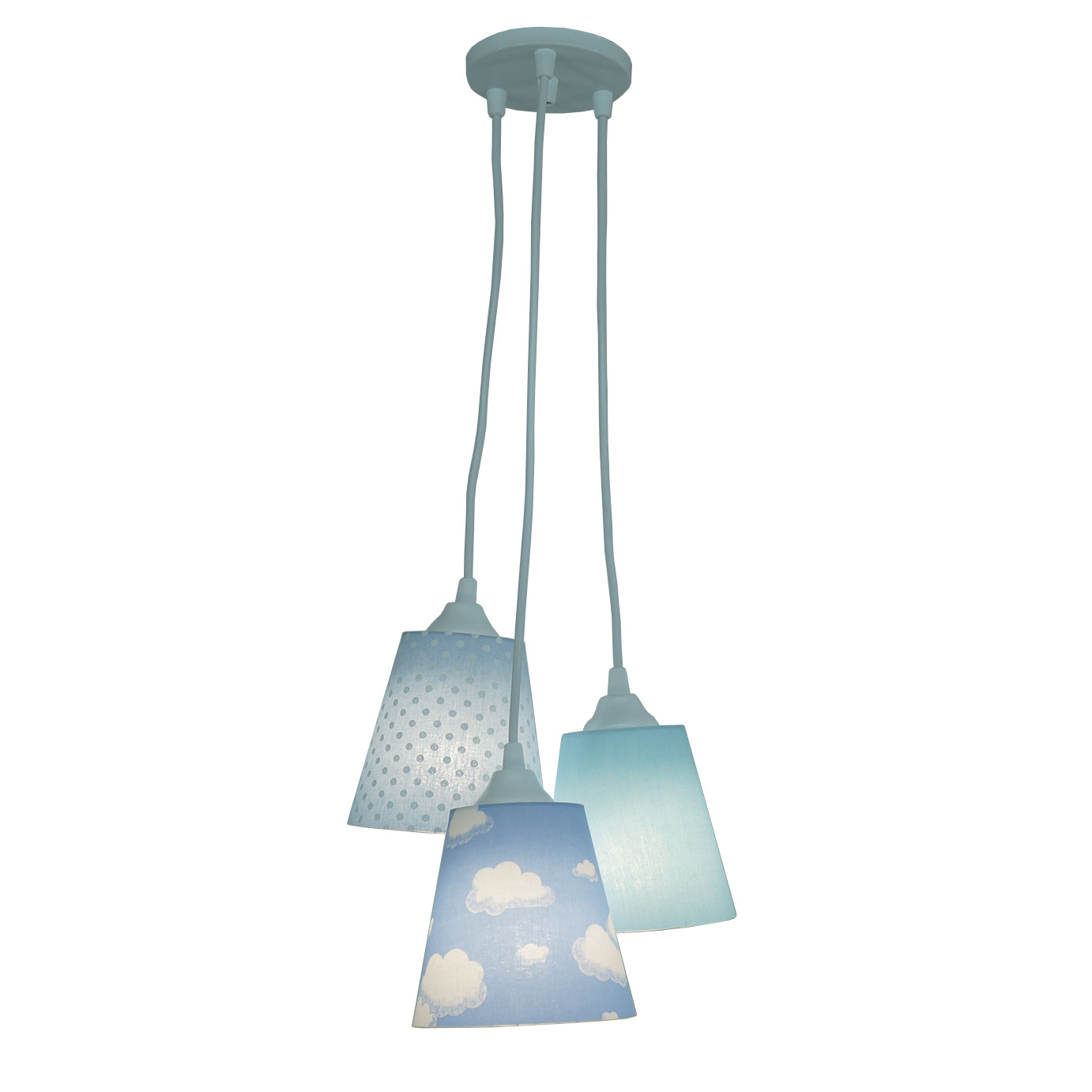 Lustre Pendente Infantil Nuvens Tons de Azul e Branco
