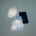 Lustre Pendente Infantil Nuvens e Chevron Tons de Azul e Branco