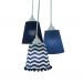 Lustre Pendente Luminária Azul Marinho e Branco com Pompom