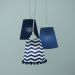 Lustre Pendente Luminária Azul Marinho e Branco com Pompom
