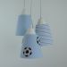 Lustre Pendente Luminária Bebê Bola De Futebol Azul e Branco